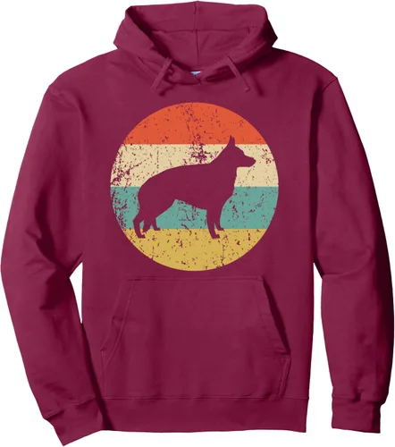Vista 7 de Sudadera con capucha de pastor alemán, diseño retro de perro pastor alemán, Negro, S