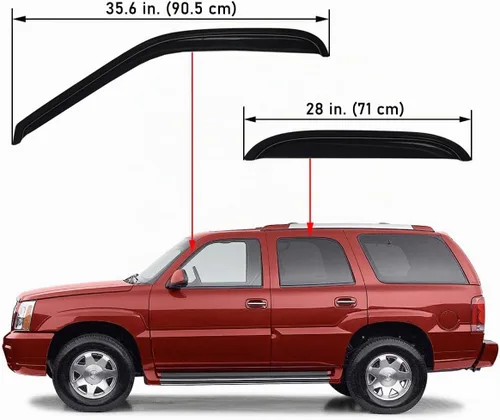 Vista 2 de Lightronic Visera de ventana con cinta adhesiva extra duradera, compatible con Chevrolet Tahoe 2000-2006 y GMC Yukon, Yukon Denali 2001-2006