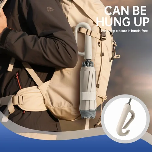 Vista 7 de Paraguas inteligente, reforzado a prueba de viento, duradero, protector solar, protección UV UPF50+, con anillo reflectante de ángel, negocios