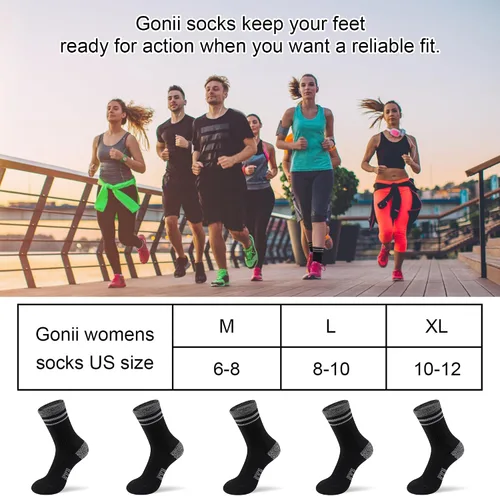 Vista 6 de Gonii Crew Socks Women Hiking Running Athletic Cushioned Compression Socks 5-6 Pairs
