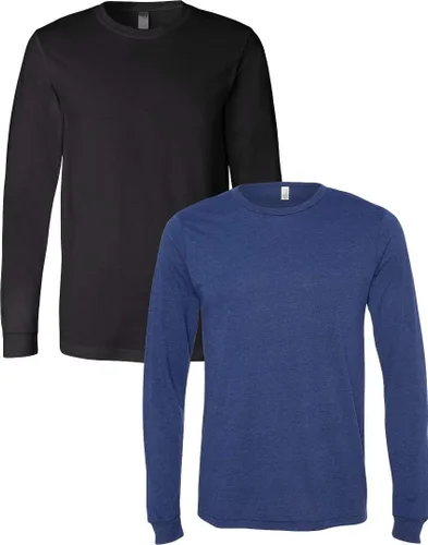 Vista 103 de Canvas Filmore 3501 - Camiseta de 4.2 onzas para hombre manga larga (1) Ceniza + (1) Jaspeado atlético