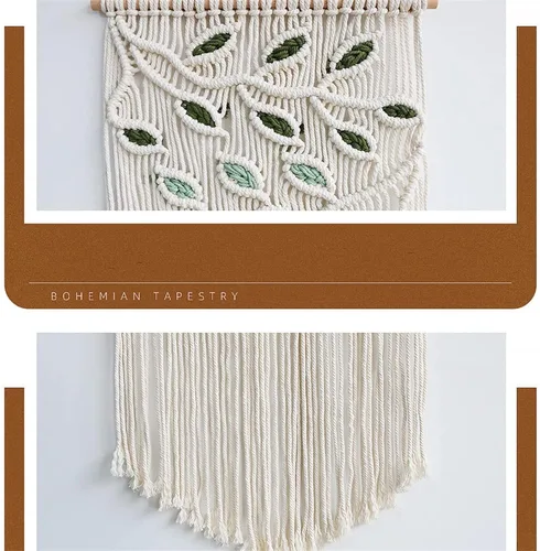 Vista 5 de BMIDRUT Tapiz colgante de macramé, tejido a mano, atrapasueños, decoración de pared para el hogar, frontón de 16 x 30 pulgadas