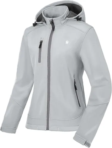 Vista 8 de Little Donkey Andy - Chaqueta Softshell para mujer, de esquí y snowboard con capucha extraíble, forro polar Mejora negro