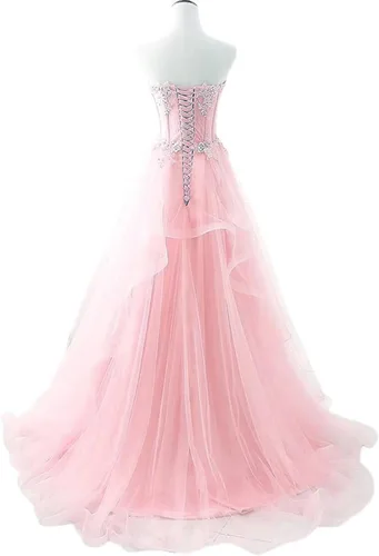 Vista 3 de Vestido de fiesta largo con cintura transparente y péplum simétrico para mujer