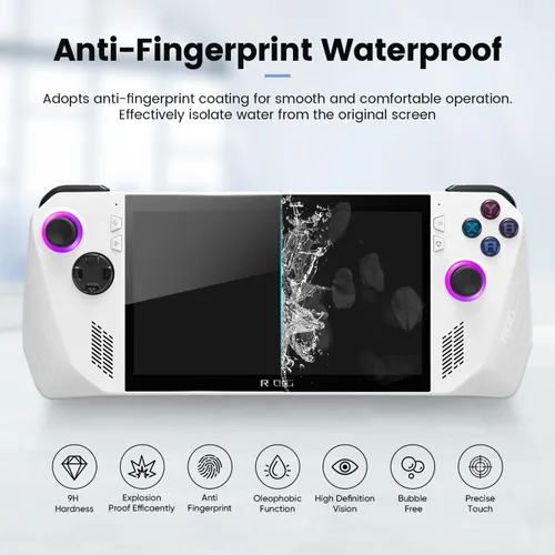 Vista 2 de sarlar Protector de pantalla para ASUS ROG Ally [7 pulgadas], paquete de 3 películas de vidrio templado, ultra HD, dureza 9H, resistente a