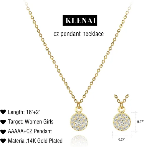Vista 5 de Delicado collar de oro para mujeres y niñas, chapado en oro de 14 quilates, collar con colgante de circonita cúbica con diseño de hojas y flores