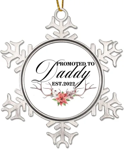 Vista 15 de Adorno de Navidad Promoted to Mommy para niños y bebés, decoración de Navidad de 3 pulgadas, copo de nieve de metal, adorno de árbol de Navidad
