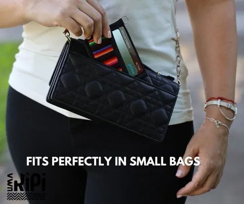 Vista 3 de Tarjetero, cartera delgada para mujer, llavero billetera, billetera pequeña, billetera de hilo, cartera delgada para mujer, billetera para tarjetas