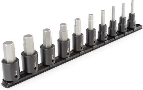 Vista 10 de TEKTON Juego de llaves de vaso de impacto Torx de 1/2 pulgada con riel, 8 piezas (T30-T70) SIB92102