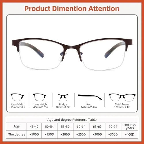 Vista 5 de Paquete de 3 lentes de lectura progresivos para mujer, con estilo de medio marco de metal, antirrayos UV, fatiga ocular/deslumbramiento
