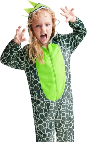 Vista 2 de IKALI Disfraz de dinosaurio para niños y niñas, disfraz de Halloween para bebé