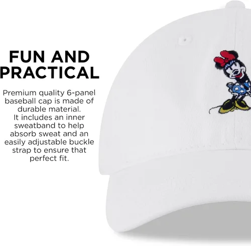 Vista 6 de Disney Gorra de béisbol para mujer, gorra ajustable de Minnie Mouse para adultos