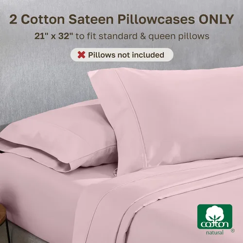Vista 3 de Fundas de almohada de algodón de 400 hilos 22 - rosa