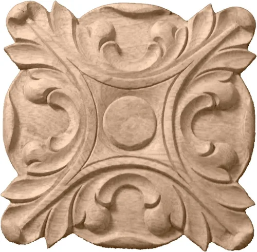 Vista 4 de Ekena Millwork ROS02X02ACAL Acanthus Square Rosette, 2 3/4"W x 2 3/4"H x 1/2"P, Aliso