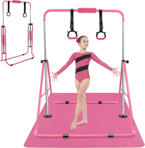 Vista 9 de YEEGO DIRECT Barra de gimnasia con anillos, barra de gimnasia plegable para niños de 3 a 12 años, expandible para entrenamiento en casa, regalos