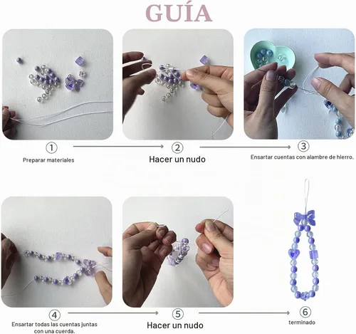Vista 6 de SHUANGART Kit de 252 piezas de cadena de teléfono, abalorios para teléfono celular, juego de correa de muñeca con cuentas acrílicas surtidas