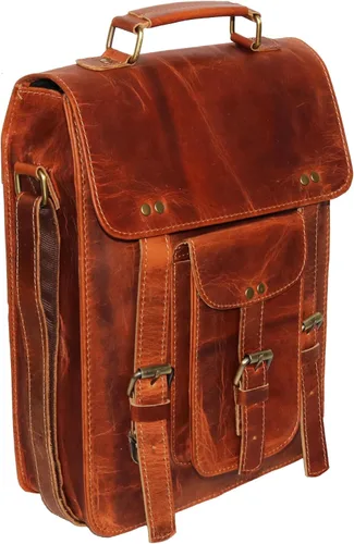 Vista 3 de jaald Leather Messenger Bag Laptop Case Office Briefcase Gift For Men Computer Distressed Shoulder Bag