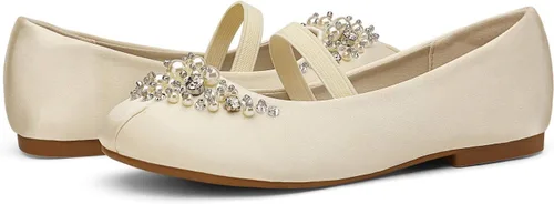 Vista 7 de DREAM PAIRS Zapatos de ballet planos con flores para niñas, Mary Jane, zapatos planos de bailarina para vestido de diariobodafiesta
