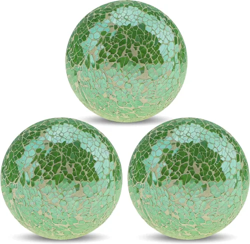 Vista 10 de 6 bolas decorativas de mosaico de vidrio de 3.35 pulgadas para centro de mesa, decoración de tazón, orbes de vidrio, jarrones, rellenos, bandeja