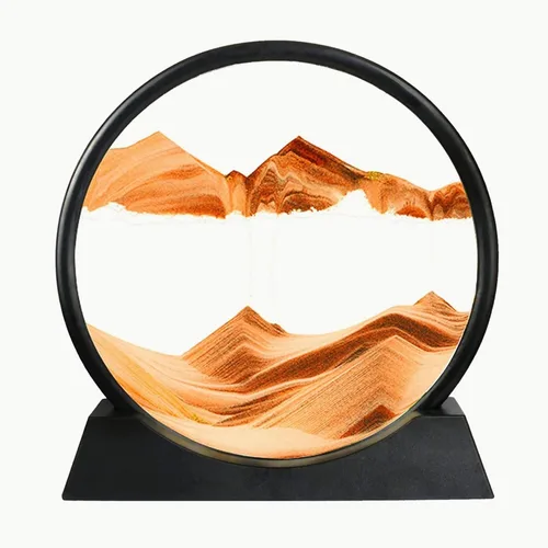 Vista 8 de BGFJYUK - Arte de arena movediza con imagen en movimiento, marco redondo de vidrio templado 3D con paisajes marinos profundos y marco de arena