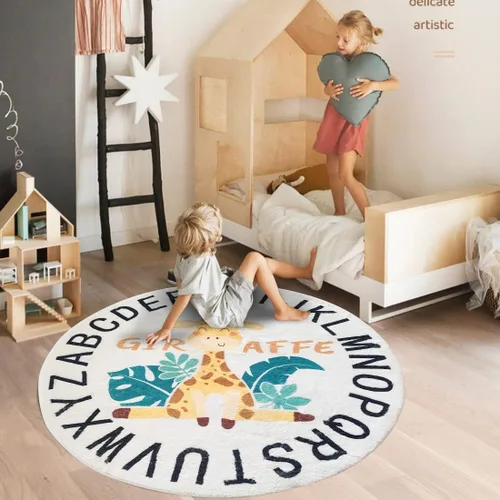 Vista 5 de LIULA ABC - Alfombra infantil de jirafa para sala de juegos, 3.3 pies, lavable, colorida, para cuarto de bebé, ultra suave, antideslizante, alfombra
