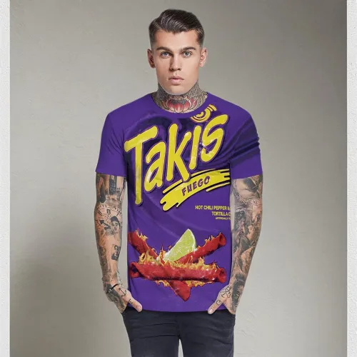 Vista 5 de Camisetas unisex de manga corta con estampado 3D y cuello redondo