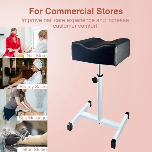 Vista 6 de Reposapiés de pedicura, silla de pedicura ajustable en altura, taburete de pedicura antideslizante para masaje, oficina o hogar, color negro
