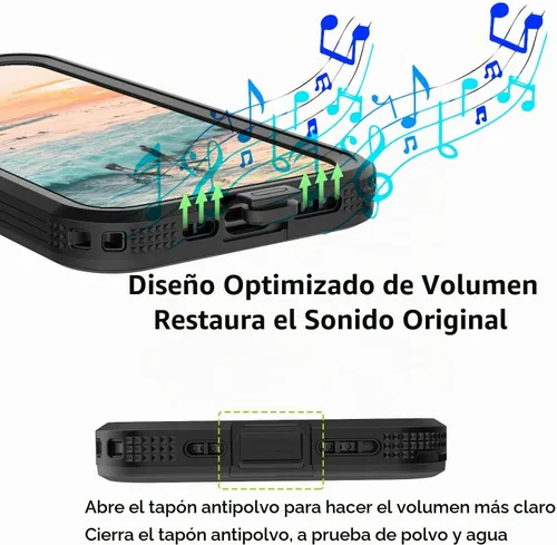Vista 7 de Funda impermeable para iPhone 15 Plus, protector de pantalla integrado, a prueba de golpes, a prueba de nieve, a prueba de polvo, funda protectora