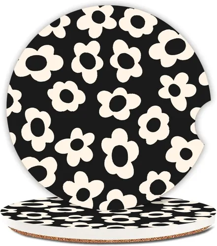 Vista 11 de Posavasos de coche absorbentes con diseño de gato alcanzado por un rayo para portavasos, paquete de 2, posavasos de cerámica de 2.56 pulgadas