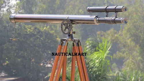 Vista 2 de Nauticalmart Telescopio vintage Griffith Astro de doble barril aceitado de 64