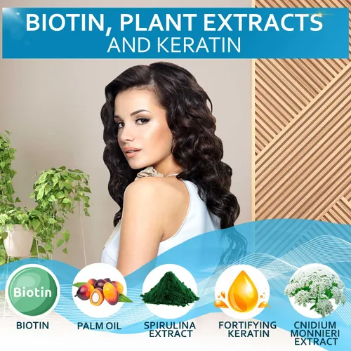 Vista 6 de BELLISSO Spray protector térmico de biotina para cabello con aceite de argán marroquí y biotina champú y acondicionador y suero de biotina