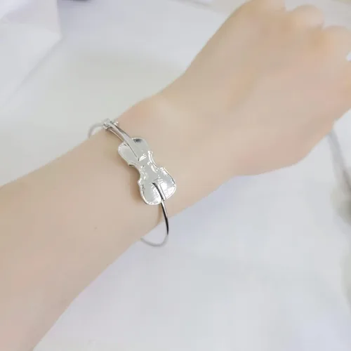 Vista 4 de Pulseras Preppy para amantes de la música, pulsera elástica para violín, regalos de joyería