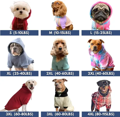 Vista 2 de Spark Paws Sudadera con capucha para perro, suéter de primera calidad para perros pequeños, medianos y grandes Trajes cálidos para bulldogs