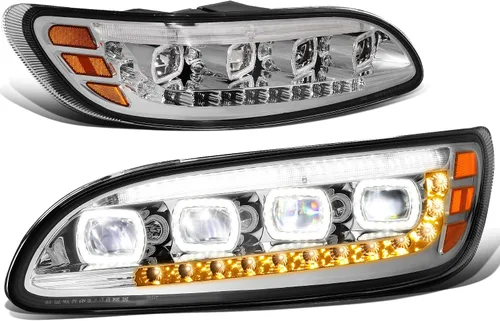 Vista 14 de DNA MOTORING HL-HAY-020-CH Par de faros de halo completos con señal de giro secuencial LED, medio anillo, compatible con modelos 08-14 Dodge