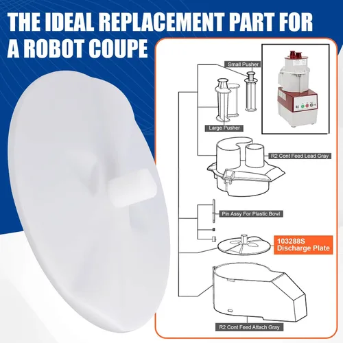 Vista 3 de Placa de descarga para robot Coupe parte 103288 R2N placa de descarga del procesador de alimentos