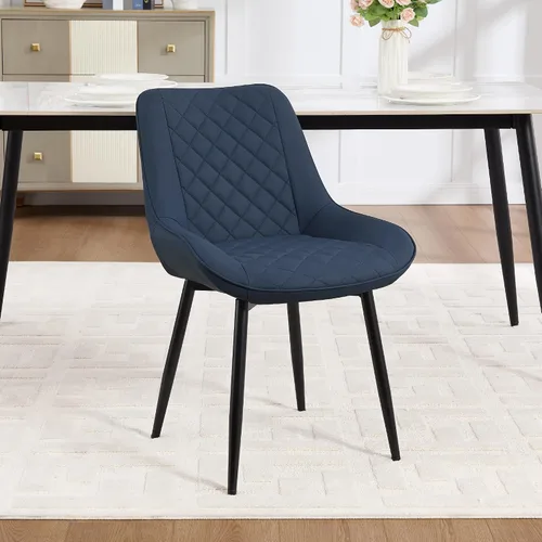 Vista 10 de Silla de Comedor, Sillas de Comedor Modernas con Cojines Gruesos, Sillas de Comedor y Cocina Tapizadas en Cuero Sintético con Patas Metálicas Marrón
