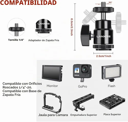 Vista 4 de Pinza de micrófono con cabeza de bola ajustable y tornillo de micrófono, compatible con micrófonos y accesorios de fotografía