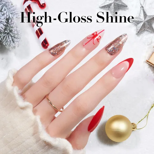 Vista 8 de AZUREBEAUTY - Juego de uñas en polvo para inmersión, rojo navideño, borgoña, rosa, baya, brillo, blanco, plata, purpurina, 6 colores, kit