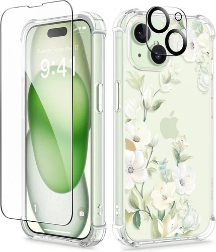 Vista 128 de GVIEWIN - Funda para iPhone 11 con protector de pantalla + protector de lente de cámara, cubierta protectora transparente suave de poliuretano