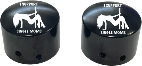 Vista 3 de I Support Single Moms - Cubiertas para tuercas de eje delantero, color negro, compatible con Harley Davidson Touring Road King Road Glide Street