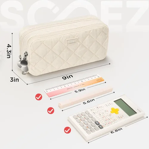 Vista 5 de Sooez Estuche grande para lápices, bolsa para lápices extra grande con 8 compartimentos, bolsa para bolígrafos de apertura amplia, organizador