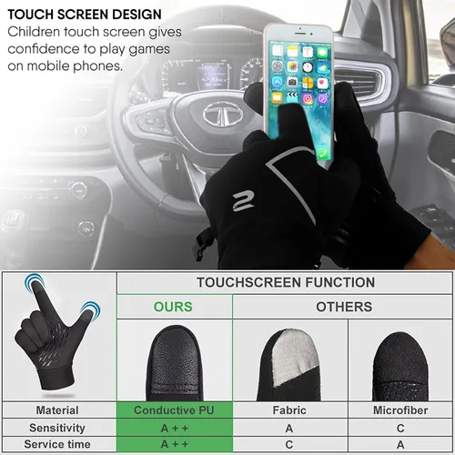 Vista 4 de SAWANS Guantes deportivos para correr, ciclismo, invierno, pantalla táctil, térmica, para niños y niñas, resistentes al viento, guantes