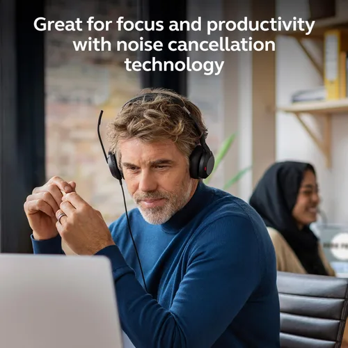 Vista 7 de Jabra Evolve2 50 - Auriculares de doble oreja con cable, auriculares con cancelación de ruido, auriculares Bluetooth para trabajar con micrófonos
