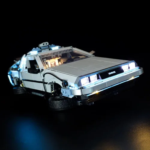 Vista 6 de Kit de luces LED para (Back to The Future Time Machine 10300) modelo de bloques de construcción, kit de iluminación de construcción compatible
