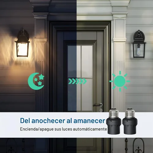 Vista 3 de DEWENWILS Enchufe Sensor de Luz, Enchufe Sensor de Atardecer a Amanecer E26 E27, Enchufe de Bombilla para Luminarias, Compatible con Bombillas Negro