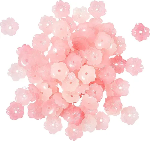 Vista 8 de Airssory 100 cuentas de polvo de conchas en forma de flor, cuentas rojas, espaciadores, cuentas sueltas a granel para decoración de joyas, 0.31 x #01