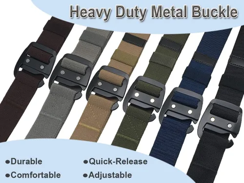 Vista 4 de WYuZe Mens Tactical Belt Military Elastic Stretch Duty Riggers Belt Metal Buckle