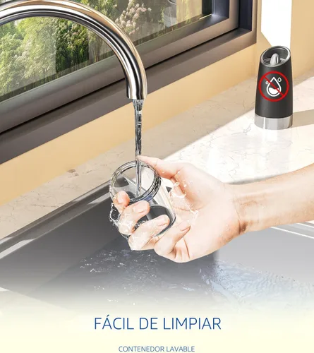 Vista 7 de CIRCLE JOY Gravity - Juego de molinillo eléctrico de sal y pimienta con luz LED, funciona con pilas, grosor ajustable, gran capacidad