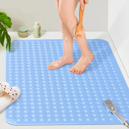 Vista 11 de Yolife Tapete de ducha extra grande, 34.3 pulgadas de largo x 23.3 pulgadas de ancho, tapete de ducha antideslizante de elastómero termoplástico