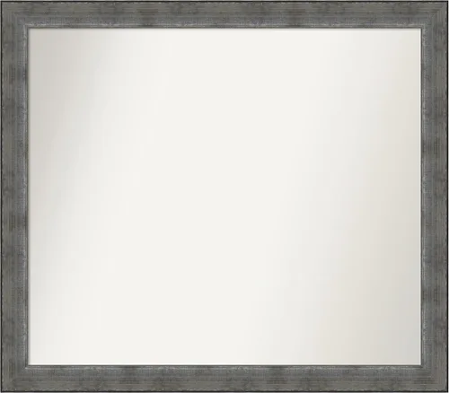Vista 359 de Amanti Art Espejo de baño plateado para sobre el fregadero, 24 x 24 pulgadas, espejo cuadrado de peltre forjado a medida, marco de madera casual
